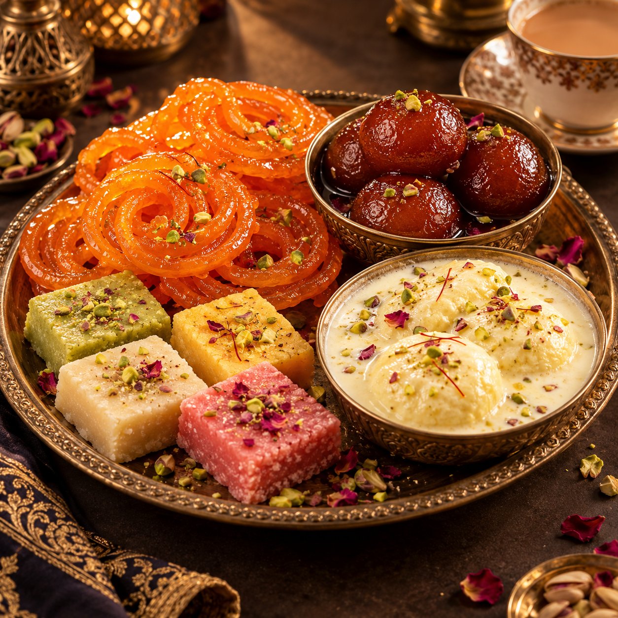 A selection of Pakistani sweets and desserts from Jalebi N Spice